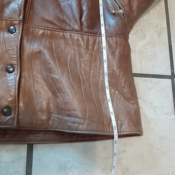 💥SALE💥 Vtg Miki  Martin Dolman Sleeve Brown Leather Batwing Aviator Jacket Med - Picture 17 of 17
